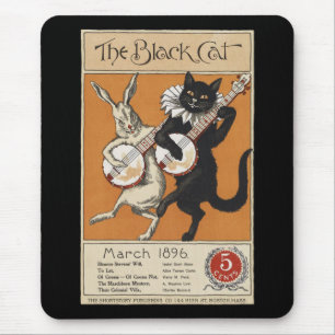 Black cat playing Banjo, Unknown artist Mouse Pad