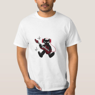 Black Cat Playing Electric Guitar Rockstar Kitty  T-Shirt