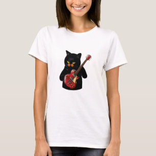 Black Cat Playing Guitar, Black Cat lover T-Shirt