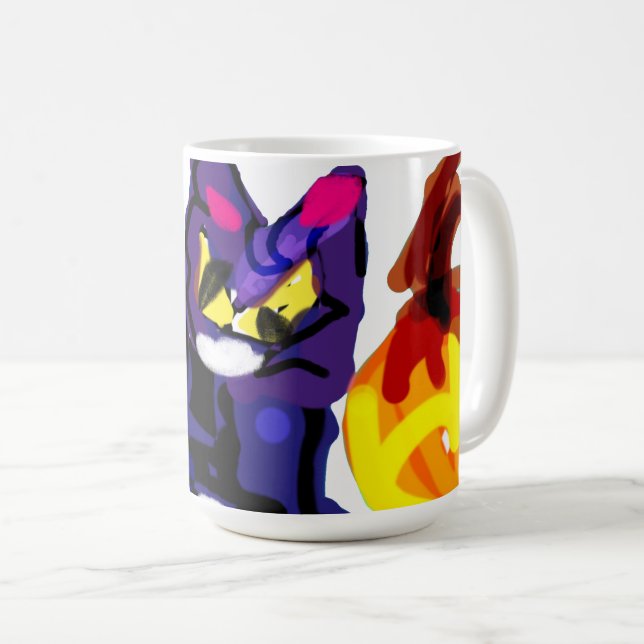 Black cat playing pumpkin  coffee mug (Front Right)