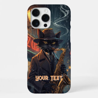 Black Cat Playing Saxophone Angry Saxophonist iPhone 16 Pro Max Case
