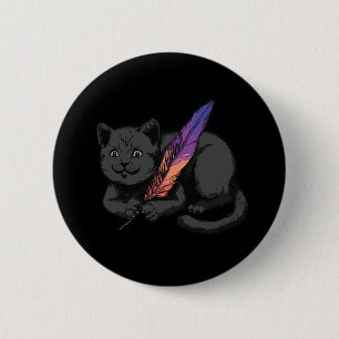 Black Cat Poet Button