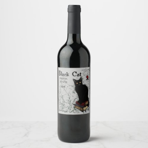 Black Cat Poison Punch Halloween Wine Label