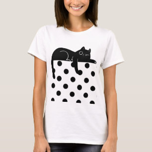 Black cat Polka dot T shirt