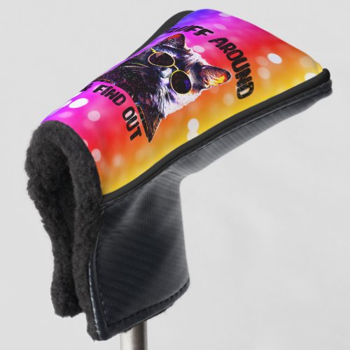 Black Cat Pop Art  Fluff Around  Find Out Golf Head Cover