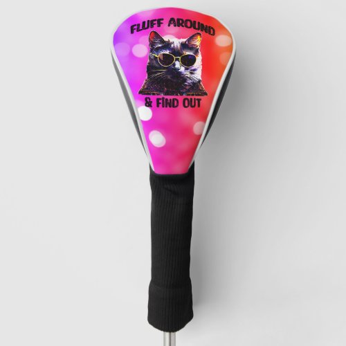 Black Cat Pop Art  Fluff Around  Find Out Golf Head Cover