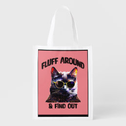 Black Cat Pop Art:  Fluff Around &amp; Find Out Grocery Bag