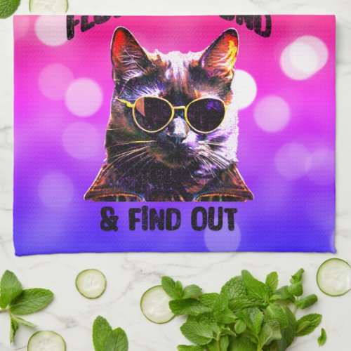 Black Cat Pop Art  Fluff Around  Find Out Kitchen Towel