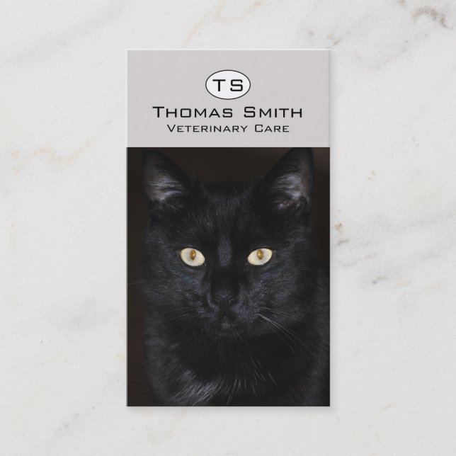 Black Cat Portrait Business Card (Front)