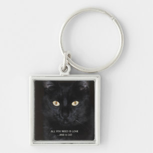 Black Cat Portrait Keychain