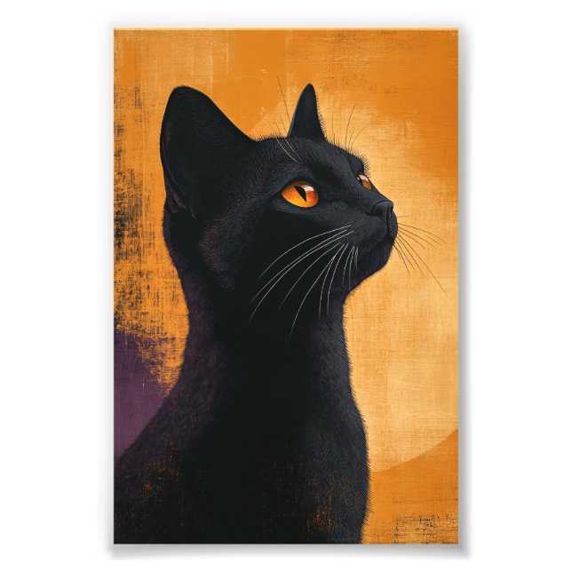 Black cat portrait photo print (Front)