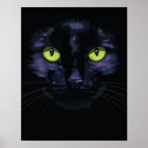 Black cat portrait poster