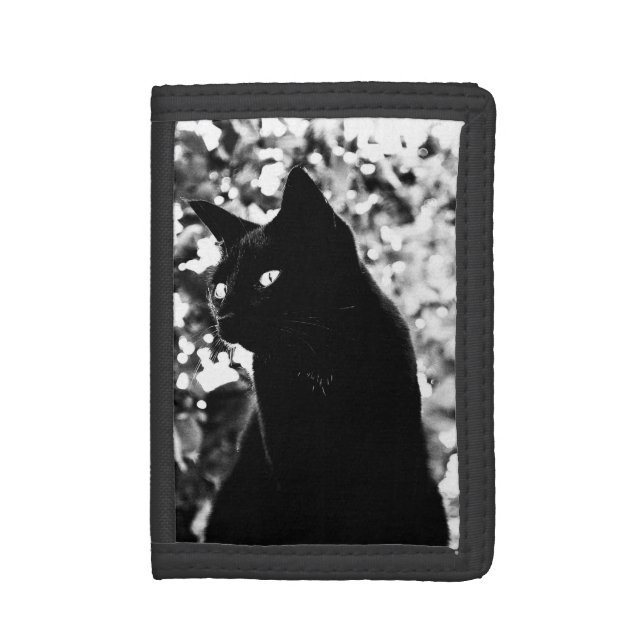 Black Cat Portrait Trifold Wallet (Front Vertical)