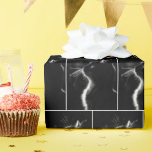 Black Cat Portrait With Blue Eye Wrapping Paper