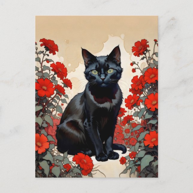 black cat postcard (Front)
