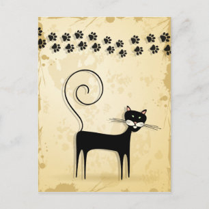 Black cat postcard