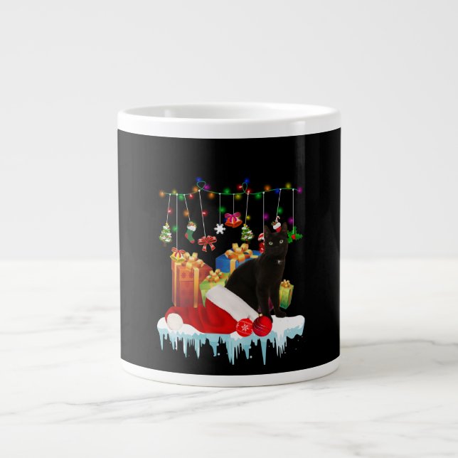 Black Cat Present Of My Christmas Giant Coffee Mug (Front)