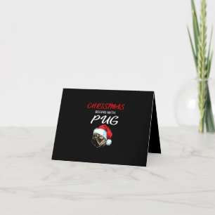 Black Cat Present Of My Christmas Thank You Card