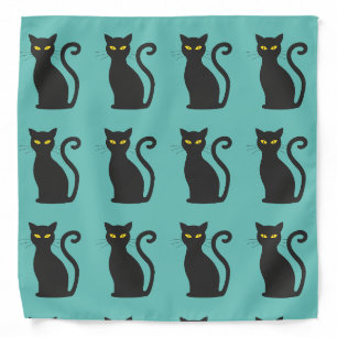 BLACK CAT PRINT BLUE BANDANAS