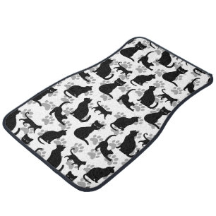 Black Cat Print Car Mats - Cute Car decor