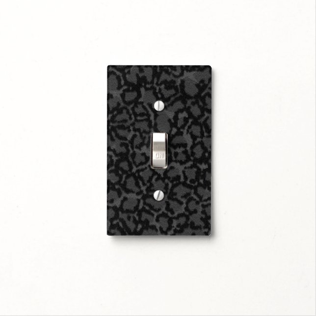 Black Cat Print Light Switch Cover (In Situ)