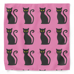 BLACK CAT PRINT PINK BANDANAS
