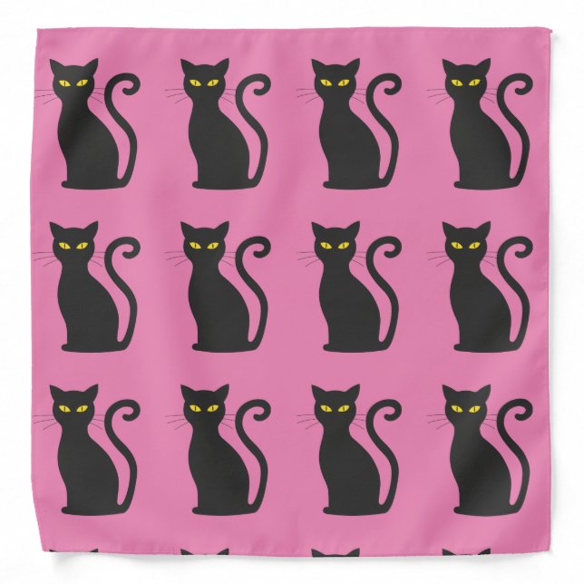 BLACK CAT PRINT PINK BANDANAS (Front)