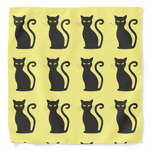BLACK CAT PRINT YELLOW BANDANAS