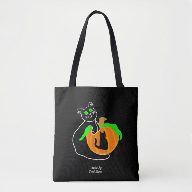 Black Cat Pumpkin All-Over-Print Tote Bag (Front)