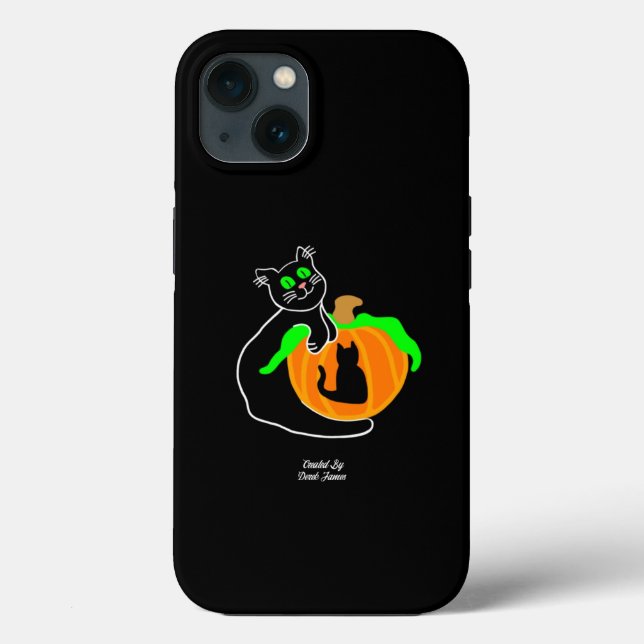 Black Cat Pumpkin Apple iPhone 13 Case (Back)