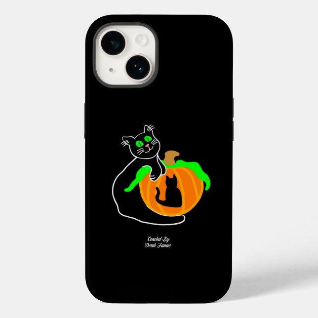 Black Cat Pumpkin Apple iPhone 14 Case (Back)