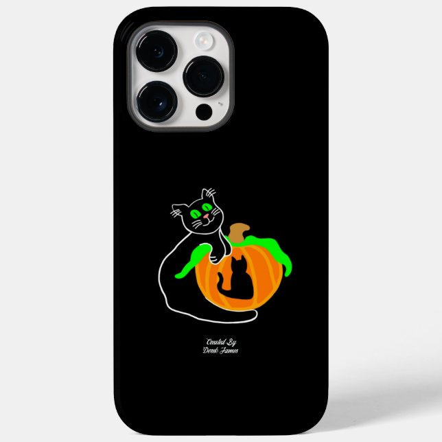 Black Cat Pumpkin Apple iPhone 14 Pro Max Case (Back)