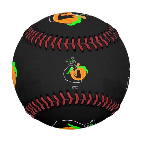 Black Cat Pumpkin Baseball