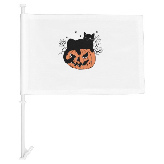 Black Cat Pumpkin  Car Flag (Front)