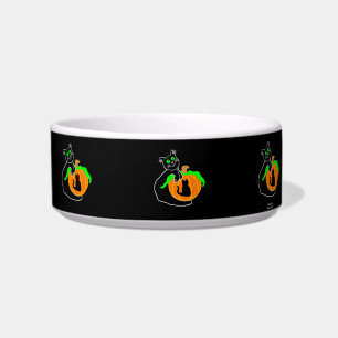 Black Cat Pumpkin Ceramic Pet Bowl