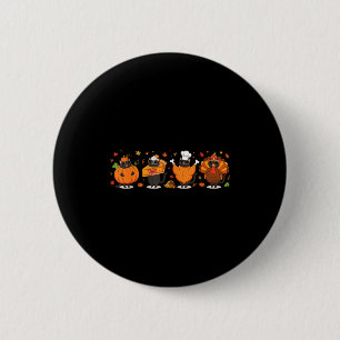 Black Cat Pumpkin E Turkey Thanksgiving Fall Cat L Button