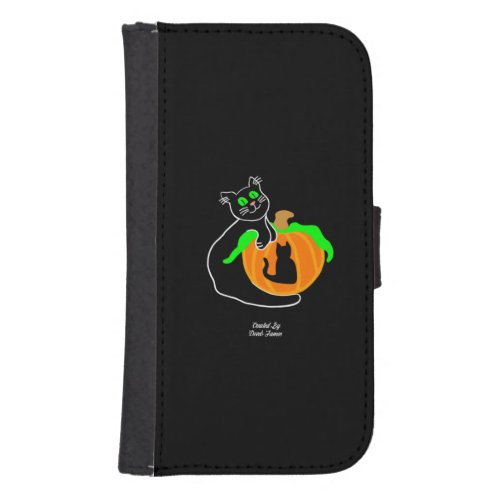Black Cat Pumpkin Galaxy S4 Wallet Case