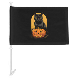 Black Cat Pumpkin Halloween Costume For Women Men Car Flag