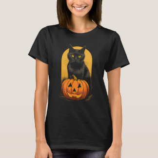 Black Cat Pumpkin Halloween Costume For Women Men  T-Shirt