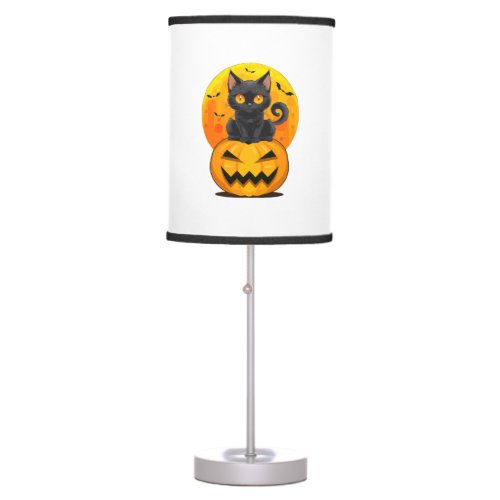 Black Cat Pumpkin Halloween Costume  Table Lamp