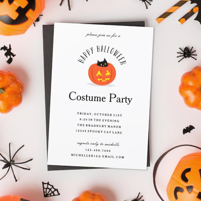 Black Cat Pumpkin Halloween Invitation (Creator Uploaded)