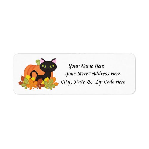 Black Cat Pumpkin Halloween Return Address Labels