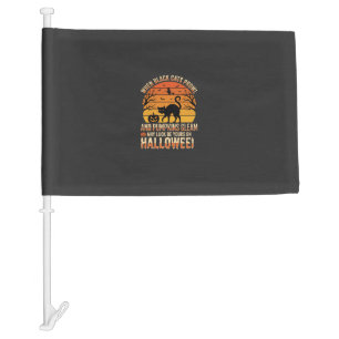 Black Cat Pumpkin Halloween Vector Design Car Flag