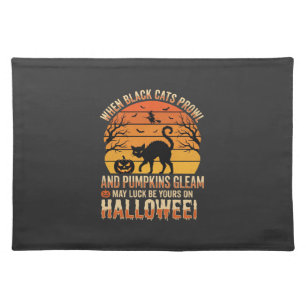 Black Cat Pumpkin Halloween Vector Design Cloth Placemat