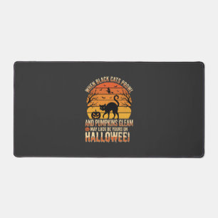 Black Cat Pumpkin Halloween Vector Design Desk Mat