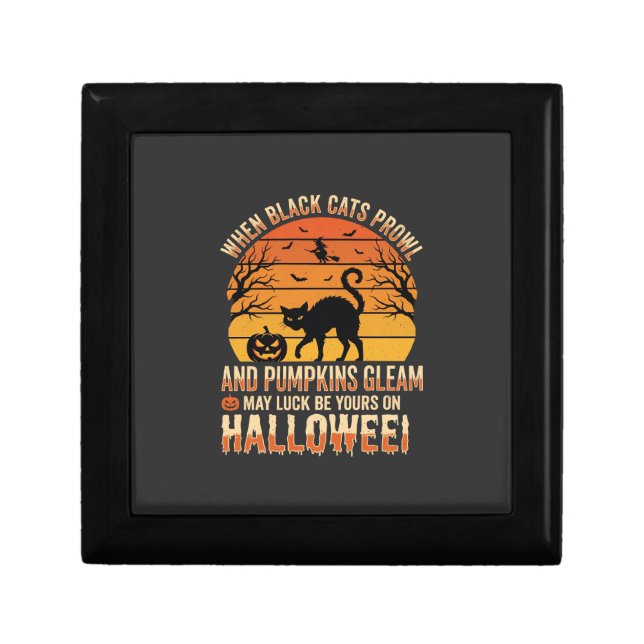 Black Cat Pumpkin Halloween Vector Design Gift Box (Front)