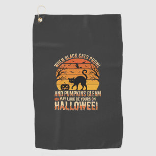 Black Cat Pumpkin Halloween Vector Design Golf Towel
