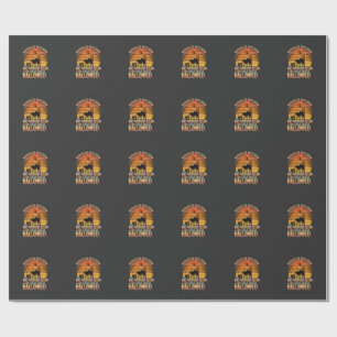 Black Cat Pumpkin Halloween Vector Design Wrapping Paper