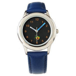 Black Cat Pumpkin Kid's Blue Leather Strap Watch