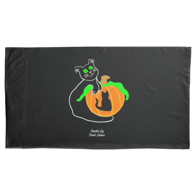 Black Cat Pumpkin King Size Pillowcase (Front)